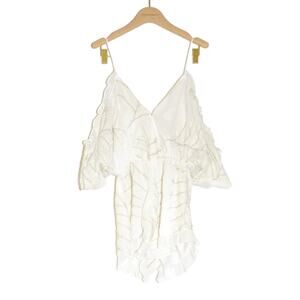 Lovers and Friends - Malia Romper in Ivory with Silver Embroidery / Size XS